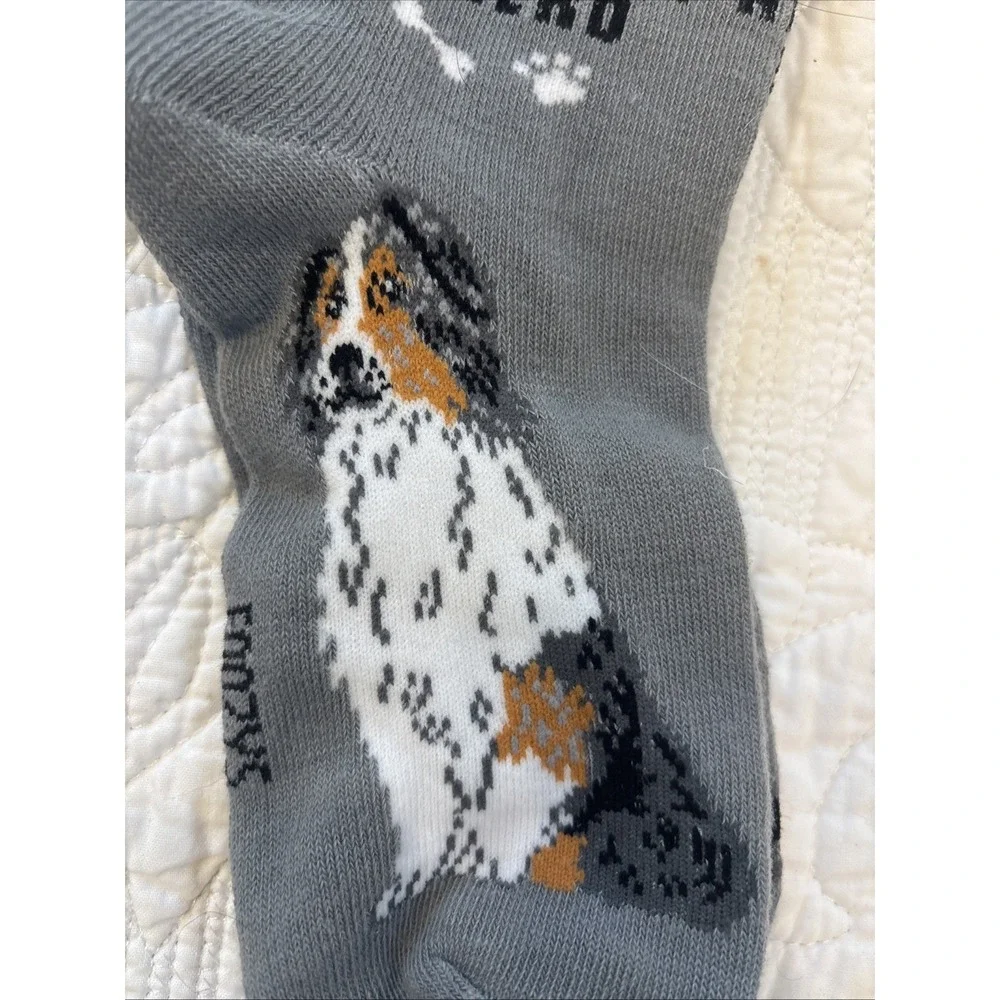 Foozy's Canine Collection‎ Australian Shepherd Socks SZ 9-11 Gray PolyBlend